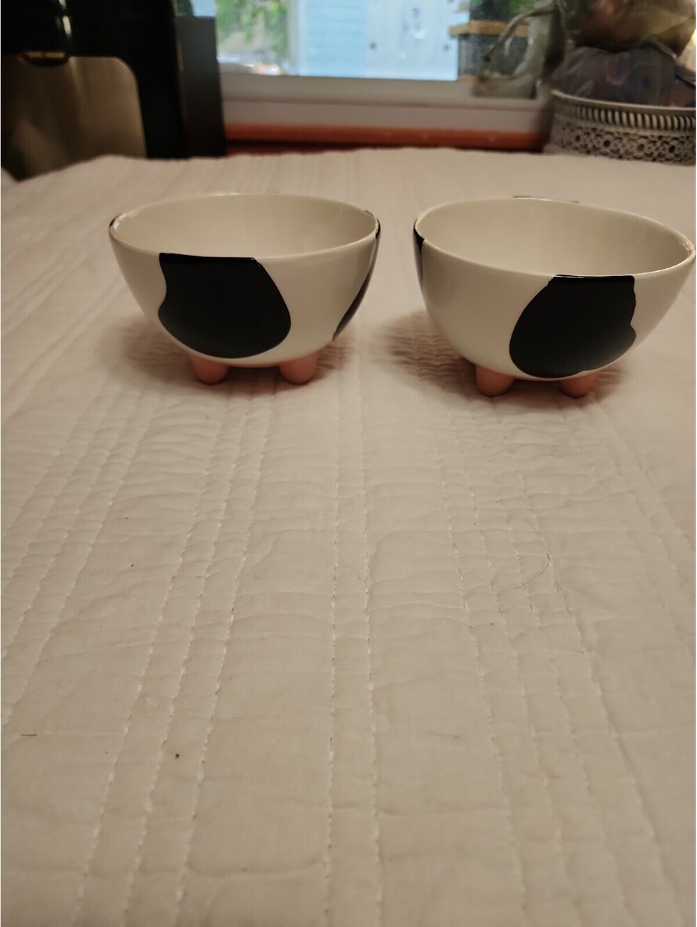Boston Warehouse Cow Pattern Ceramic Bowl Set of 2, Glossy Novelty Pottery